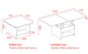 2022 New HOMEMORE Simple Modern Wooden Rising Lift Top <strong>Fold</strong> <strong>Out</strong> <strong>Coffee</strong> <strong>Table</strong> Expandable to Dining <strong>Table</strong> With Hidden Drawer - Product Image 5
