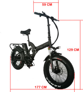 20 "52V 21ah可拆卸电池CE 1000W 50公里/小时范围50公里电动全悬挂4.0大胖雪地轮胎越野折叠自行车 - Product Image 6