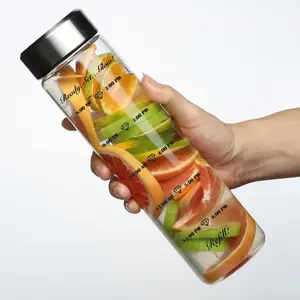 زجاجة مياه مستديرة بتصميم رفيع للسفر مزودة بعلامات وقت للوزن حسب الطلب