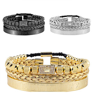 Non Tarnish 316L Stainless Steel Fashion Bead Bracelets & <b>Bangles</b> 14k 18k Pvd Gold Plated Crown Jewelry Bracelet for Women <b>Men</b> - Product Image 1