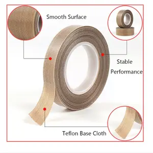 High Temp Self-adhesive PTFE Coated Fiberglass Fabric Tape White Beige Insulation PTFE Cable Film PTFE Gaflon Tape