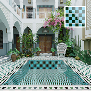 Shanmei Kaymaz 6mm Parlak Seramik Mozaik Yüzme Havuzu Döşemesi Dış Mekan Kullanımı İçin Modern Tasarım - Product Image 1