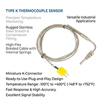 Sensor de Temperatura de Laboratorio Personalizable, Resistente a Altas Temperaturas, Sonda Termopar Flexible Blindada con Conector Amarillo