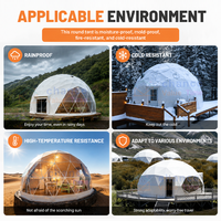 Dôme de glamping géométrique en acier de luxe pour hôtel, abri extérieur de type igloo, tente géodésique ronde