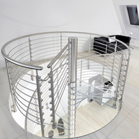 Escalier en colimaçon en verre d'intérieur moderne avec tige de garde-corps en acier inoxydable durable