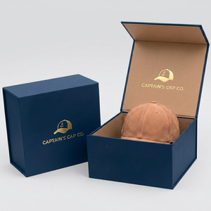 Caja de Sombreros Azul Marino de Lujo Personalizada al por Mayor, Caja de Cartón para Sombreros Vaqueros, Caja de Viaje Grande para Gorras de Béisbol con Logotipo - Product Image 1