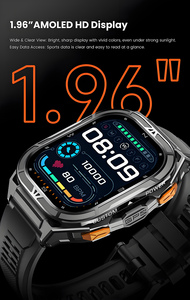 สมาร์ทวอทช์ผู้ชาย หน้าจอ AMOLED HD ขนาด 1.96 นิ้ว กันน้ำ 5ATM ระบบ GPS สองย่านความถี่ เครื่องวัดความสูง นาฬิกาออกกำลังกายกลางแจ้ง - Product Image 2