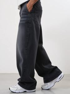 Jeans Unisex Casuales Holgados Negros de Tiro Alto y Pierna Ancha 100% Algodón Denim - Product Image 5