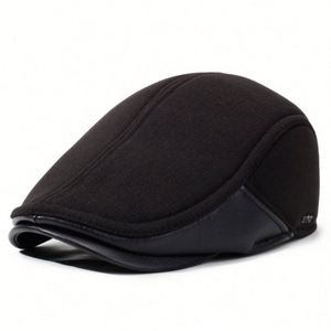 Wholesale Autumn Winter New Arrival Fashion Warm Fleece Lining <b>Flat</b> Top Ivy <b>Cap</b> Earflap Design Beret Hat for <b>Men</b> - Product Image 6