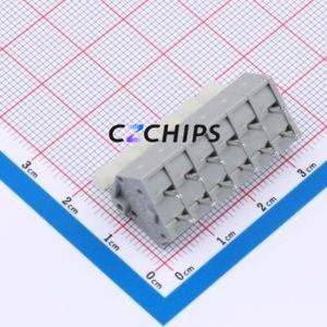 256-406 Spring Terminal Block Through hole Component (THT),P=5.08mm Connector 1x6P 5.08mm Gray 6P - Product Image 2