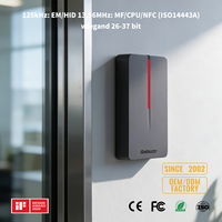 Lecteur de cartes métallique ultra-plat 125kHz EM HID 13.56MHz Mifare NFC Wiegand 26-37 bits étanche IP65 pour contrôle d'accès