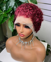 Perruque Courte Bouclée Pixie Coupée Highlight Perruque de Cheveux Humains Lace Frontale 13x4 P427 HD Lace Frontale Perruques Bob Courtes pour Femme 100% Cheveux Humains