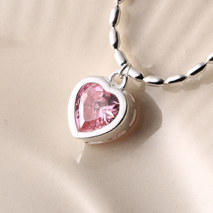 Chevillère <span class=keywords><strong>en</strong></span> <span class=keywords><strong>argent</strong></span> sterling avec cœur rose et charme <span class=keywords><strong>en</strong></span> CZ pour femme, bracelet <span class=keywords><strong>de</strong></span> <span class=keywords><strong>cheville</strong></span> délicat, cadeau <span class=keywords><strong>de</strong></span> la Saint-Valentin pour sa petite amie, sa femme - Product Image 2