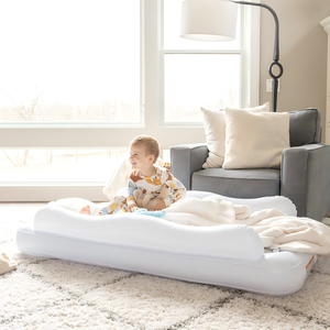 White <b>Inflatable</b> Toddler Travel Bed with Safety Rails for Kids Home Camping Hotel - Product Image 3