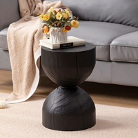 Tabouret moderne en bois massif naturel Table basse carbonisée Salon Chevet Table d'appoint noire Ornement de poufs Tabourets pour