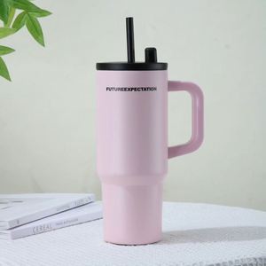 Vacuum Stainless Steel Drink Tumbler 24oz <b>with</b> <b>Handle</b> Straw Lid Large Capacity <b>Travel</b> Car <b>Mug</b> - Product Image 2