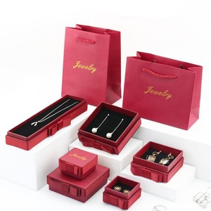Elegant Retro Gold Foil Printed Square Jewelry <b>Box</b> Luxury Velvet Lined Ring Case for <b>Earrings</b> Necklaces Rings Side Bow <b>Gift</b> <b>Box</b> - Product Image 4
