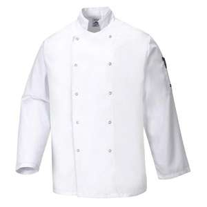 PORTWEST - C833WHRXS Suffolk chaqueta blanca de chefs-EAN 5036108106547 CHEFS AND FOOD INDUSTRY WORKWEAR - Product Image 1