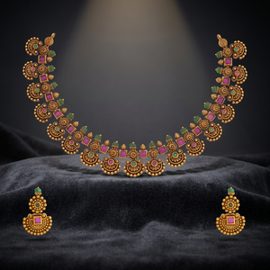 Antique Short Zinc Alloy Necklace with Synthetic Stones Beads 186941 Elegant and Timeless <b>Wedding</b> <b>Accessory</b> - Product Image 2
