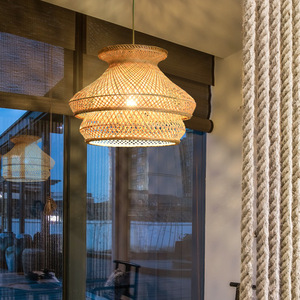 โคมไฟแขวนไม้ไผ่สไตล์จีนทรงกลม E27 หลอดไส้ ไฟตกแต่งบ้าน ดีไซน์เรียบง่ายสไตล์เซน - Product Image 5