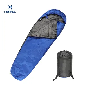 HOMFUL Outdoor Ultraleichter tragbarer Mumien schlafsack Camping mit Kordel zug Mumien haube