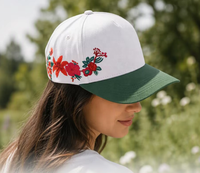 Casquette de baseball en coton à 5 panneaux avec bord incurvé et fleurs brodées 3D en sergé – Nouveau design pour le sport et l'extérieur – Vente en gros usine