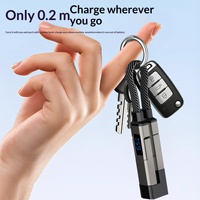 Kabel Pengisian Cepat PD 4 in 1 65W dengan Layar Digital dan Gantungan Kunci, USB C ke Type C untuk iPhone, iPad, Ponsel Android, dan Tablet