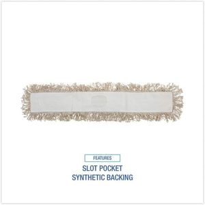 Boardwalk 36 In. X 3 In. Tête de balai à poussière en coton blanc avec panier en plastique rotatif à 360 degrés et design rectangulaire - Product Image 5