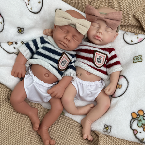 Yapay yumuşak tam katı silikon yenidoğan ikizler açık ağız bebek küçük çocuklar için doğum günü hediyesi için yeniden doğmuş bebek sanat bebek koleksiyon - Product Image 2