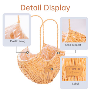 Handheld Rattan <strong>Flower</strong> <strong>Basket</strong> <strong>Flower</strong> Grass <strong>Basket</strong> Decorative Storage <strong>Basket</strong> <strong>for</strong> <strong>Flower</strong> Shop or Home Use - Product Image 3