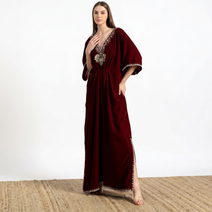 2026 Trendy Modest Dubai <b>Kaftan</b> for Women Floor Length Polyester Handmade Embroidery Traditional Islamic Clothing - Product Image 1