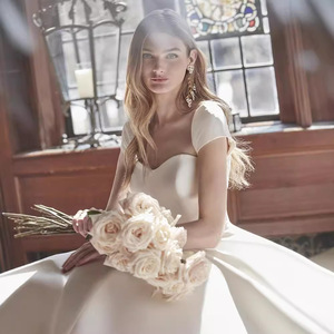Satin Wedding Dress A-Line Sweetheart Neckline Natural Waistline Simple Solid Color Polyester Fabric 2026 New Style - Product Image 3