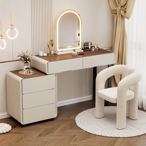 Nouvelle <span class=keywords><strong>table</strong></span> de toilette haut de gamme en bois massif au design moderne <span class=keywords><strong>et</strong></span> épuré pour chambre principale, avec armoire intégrée <span class=keywords><strong>et</strong></span> station de maquillage - Product Image 3