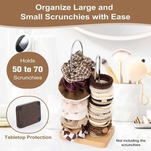 Wooden Double Layer Hair Tie And Jewelry Organizer For Desktop <b>Dressing</b> <b>Table</b> Bracelet Necklace <b>Storage</b> Shelf Solid Wood - Product Image 2