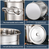 Marmites à soupe en acier inoxydable 304 extra-épaisses à usage commercial avec couvercle, grande capacité pour cuisinières à gaz et à induction