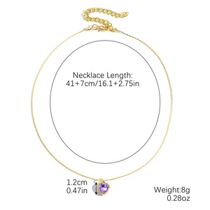 Collier tendance plaqué or 14 carats avec breloques cœur en strass multicolore Collier avec cristaux verts en forme de cœur <span class=keywords><strong>pour</strong></span> femmes - Product Image 6