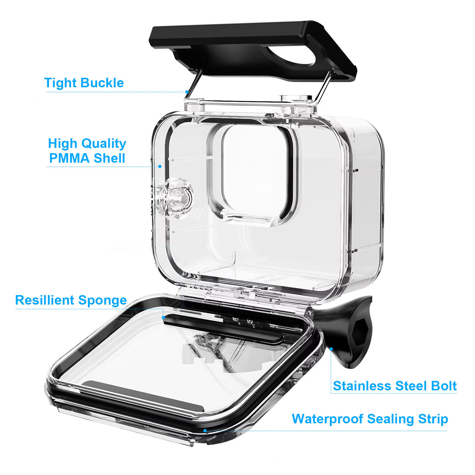 Hongdak 60M Waterproof Housing Case for Gopro Hero 13 12 11 10 9 Diving Protective Underwater Cover Lens Filter