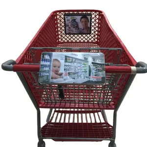 Große Größe Shopping Trolley Warenkorb Griff Werbung Rahmen, Supermarkt Warenkorb Griff Display Board Rahmen Mit Werbung