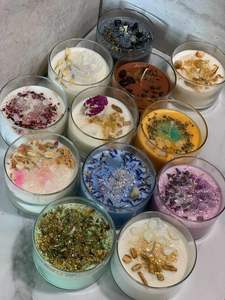 เทียนหอม LANJO กลิ่นอโรมาเธอราพี ทำจากขี้ผึ้งถั่วเหลืองในภาชนะแก้ว ประดับด้วยดอกไม้แห้งและคริสตัลเปลี่ยนสีได้ เหมาะสำหรับเทศกาลปีใหม่ งานปาร์ตี้ งานแต่งงาน และเป็นของขวัญ - Product Image 6