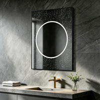 Miroir de salle de bain LED rectangulaire à ciel étoilé, résistant à l'eau, avec cadre en aluminium et interrupteur tactile, à fixer au mur