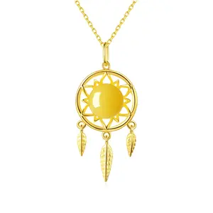 YINSAKI Boho Design Jewelry Bohemian Silver 18K Gold Plated Dream Catcher Amber Charm Pendant Necklace