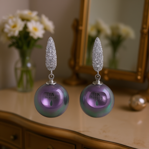 Pendientes Colgantes OIN FnsiNTB Plateados con Imitación de Perla, Bola de Cristal y Diamantes de Imitación, para Mujer, Modernos y a la Moda para Fiestas - Product Image 2