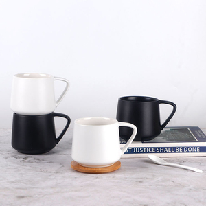 แก้วกาแฟเซรามิกสีขาวสีดำขนาดใหญ่ของขวัญให้ความอบอุ่นในบ้านสำนักงานถ้วยชานมลาเต้พอร์ซเลนพร้อมที่จับขนาดใหญ่ - Product Image 4