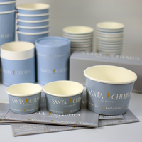 Conteneur à crème glacée en papier couleur or de 3 oz, 4 oz, 5 oz, 6 oz, 8 oz, 12 oz, 16 oz, 32 oz avec couvercle en papier et en plastique