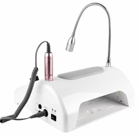 Polisseuse à ongles électrique 5 en 1 avec lampe à LED UV Séchoir à gel Collecteur de poussière-Machine à ongles de salon multifonctionnelle en plastique durable