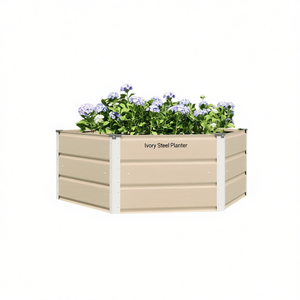 Fioriera in Acciaio Avorio 50.79 X 50.79 X 17.72 Pollici, Vaso Quadrato da Giardino per Esterni, Design Moderno e Minimalista - Product Image 1