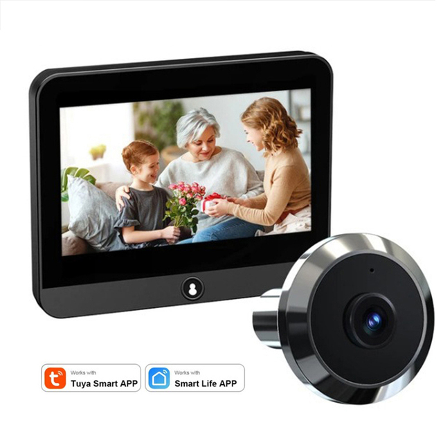Tuya Smart 1080P WiFi Zinc Alloy Hidden Doorbell Digital Door Viewer Video Call Peephole Camera Door Cat Eye for Home Security