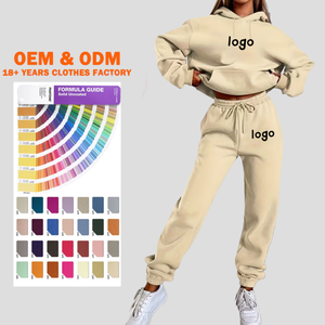 Conjuntos deportivos personalizados al por mayor para mujer, conjunto unisex de sudadera con capucha y pantalones deportivos, sudaderas con cuello redondo, conjunto de dos piezas, ropa para mujer - Product Image 1