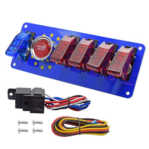 Botón de arranque de motor 6 en 1, indicador LED, interruptores de palanca, relé Precableado de 12V, Panel de interruptor de encendido de carreras de coches para RV marino - Product Image 2