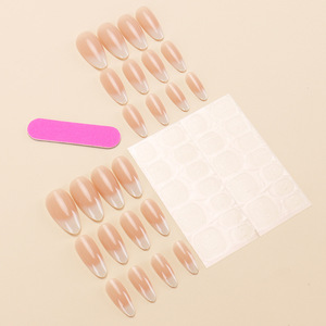 Faux Ongles à Presser Ombrés Nude Blanc Laiteux Longueur Moyenne 24 Pièces Amovibles Quotidien Fête Salon Vente en Gros Transfrontalière Compatible Végan - Product Image 2